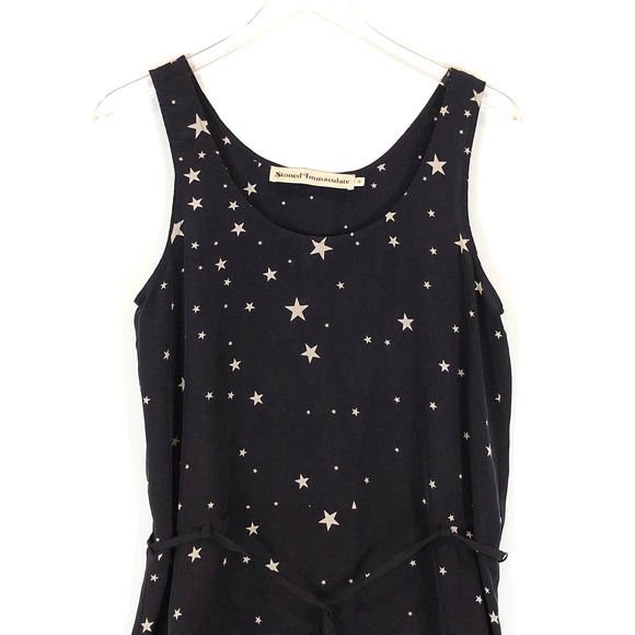 Stoned Immaculate Women's Moonstar Print Mini Silk Dress In Black Size Small - Picture 3 of 11